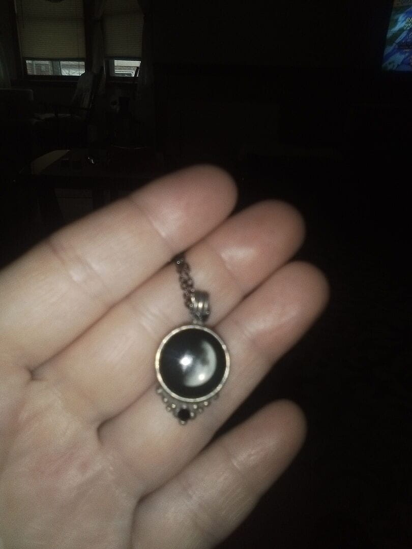 Customer photo review of Classic Pendant Necklace With Black Crystal