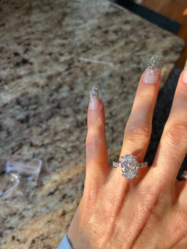 Customer photo review of Louily Stunning Oval Cut Engagement Ring In Sterling Silver
