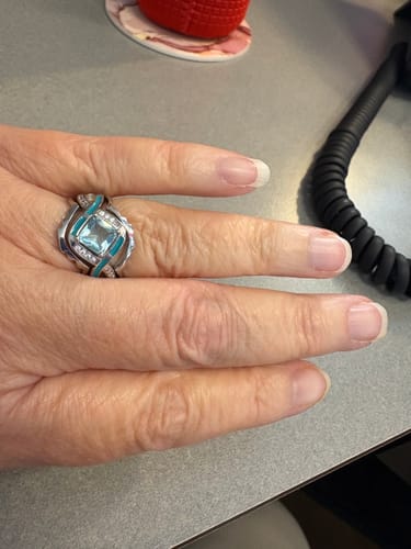 Customer photo review of Cascading Ridges Ring - Aquamarine