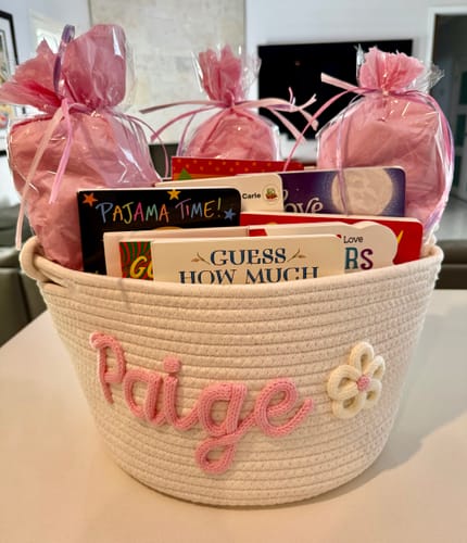 Customer photo review of Baby Knits™ Personalized Knitted Basket