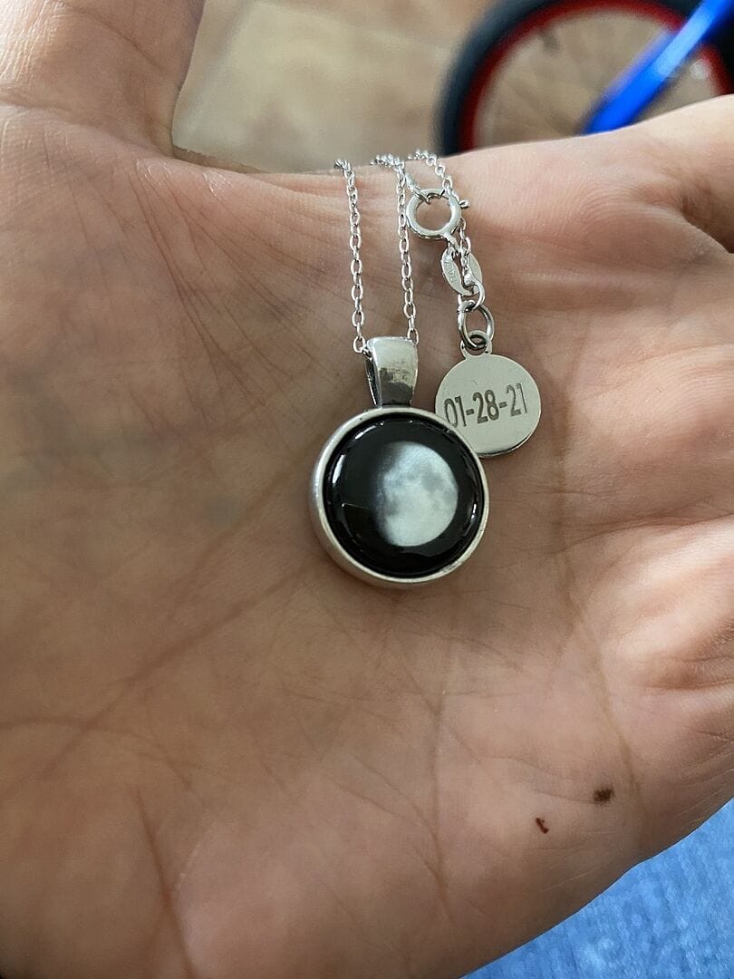 Customer photo review of Meteor Necklace in Pewter