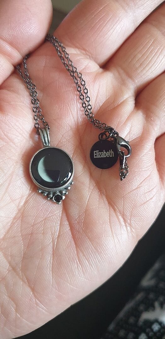 Customer photo review of Classic Pendant Necklace With Black Crystal