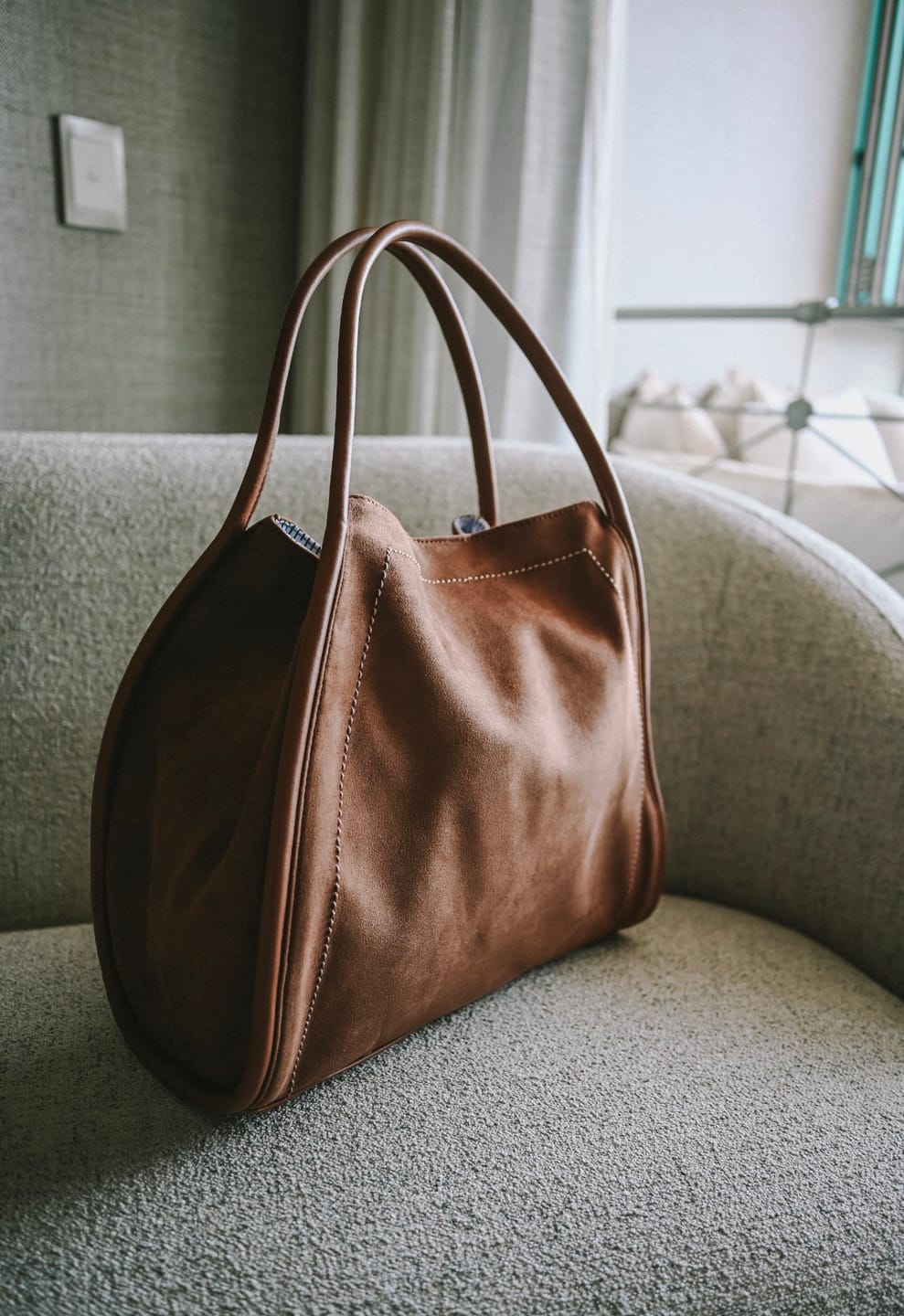 Customer photo review of Sutton Suedette Shoulder Bag - Tan