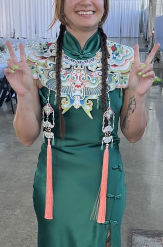 Customer photo review of Piao Zheng 飘筝 Floating Kites Modernized Ming Yunjian Cloud Collar Long Top & Mamian Skirt Set