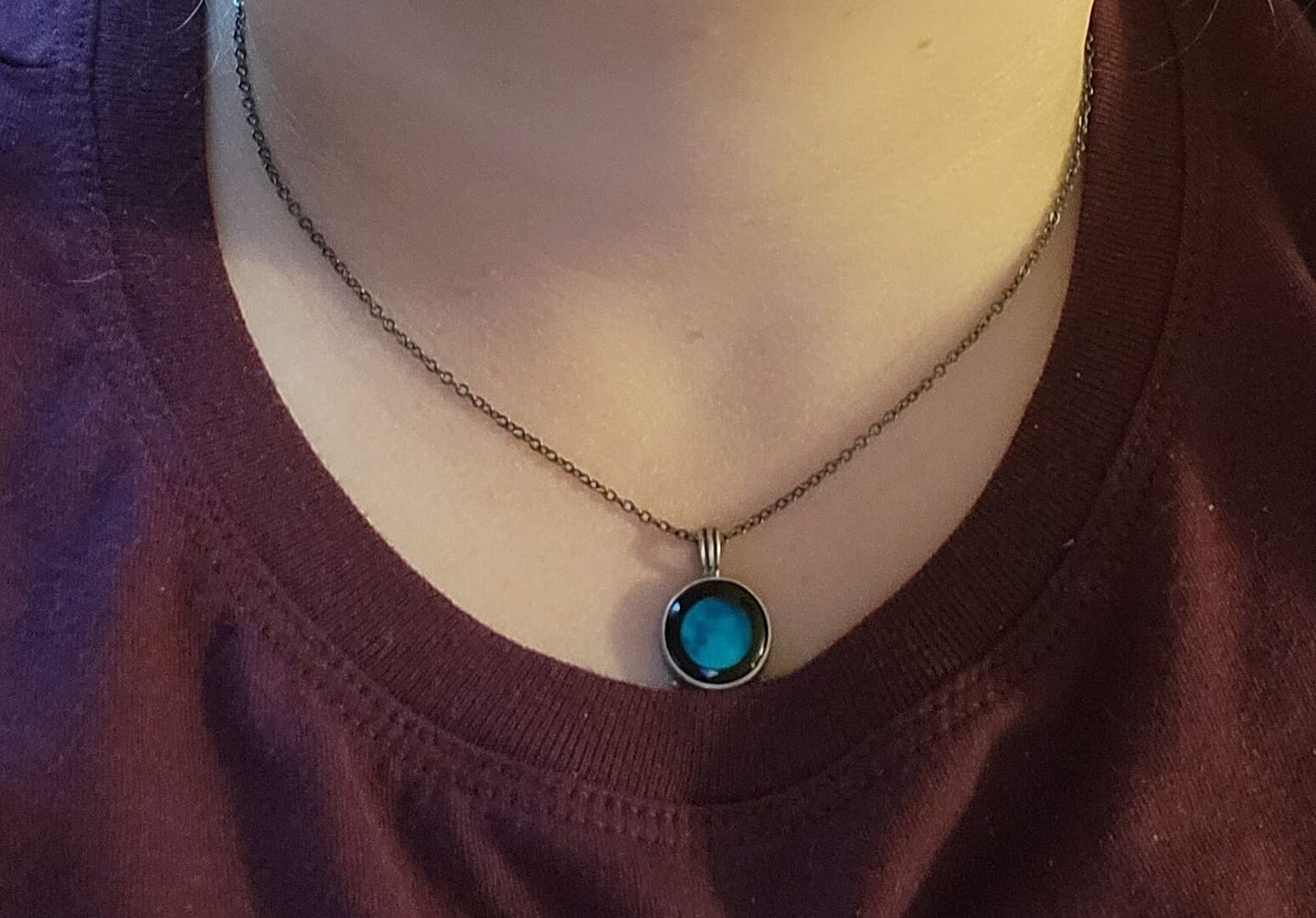 Customer photo review of Classic Pendant Necklace With Black Crystal