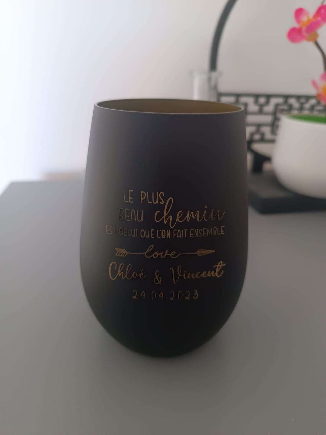 Customer photo review of Chemin commun - Photophore personnalisé pour les couples