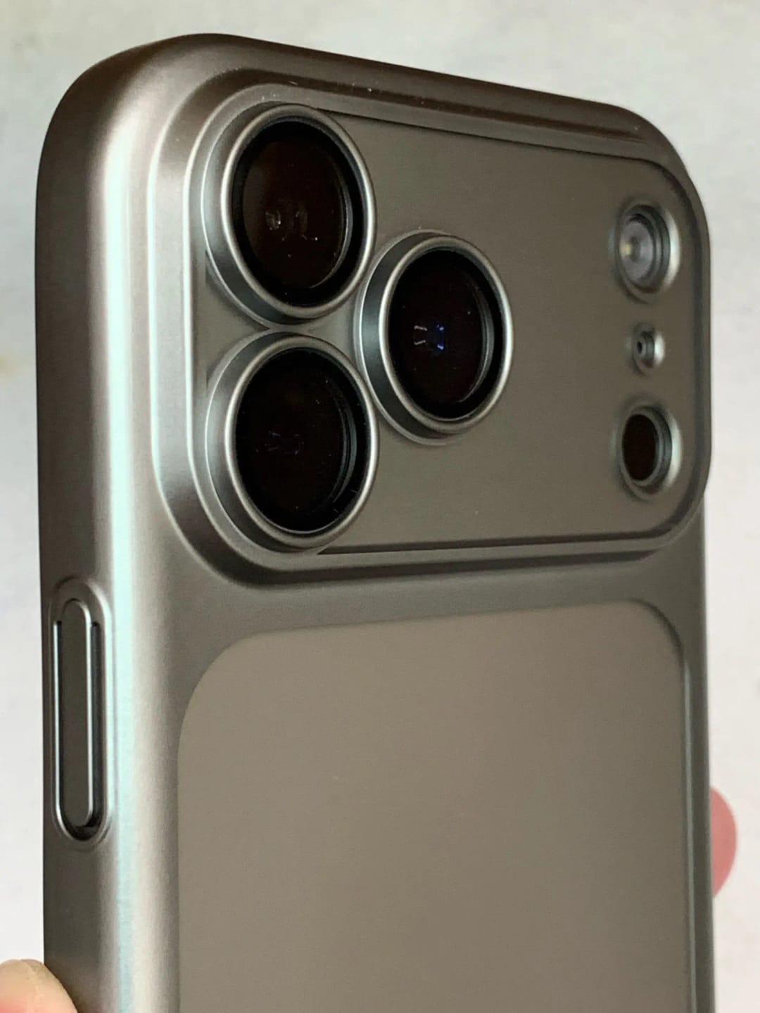Customer photo review of LuxuryKase Hybrid Frosted Clear Case | Matte Hard Back Cover | Metallic Frame | Shockproof Slim Design | Anti-Fingerprint | In-Built Camera Lens Protection For iPhone
