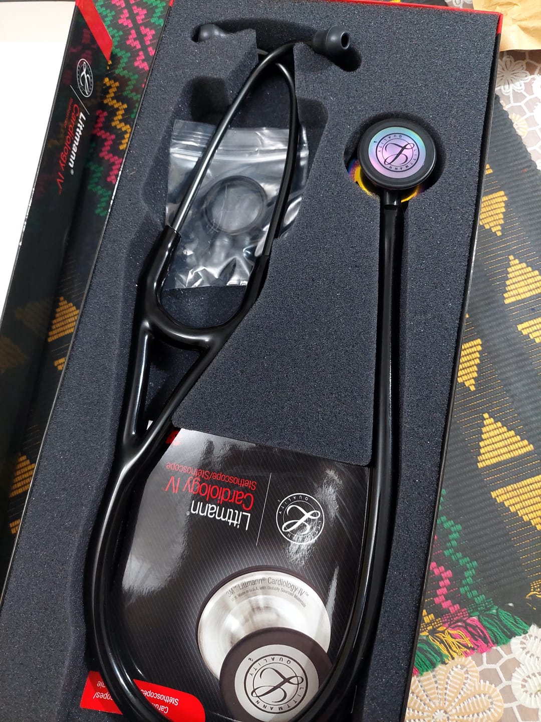 Customer photo review of Littmann Cardiology IV Diagnostic Stethoscope: High Polish Rainbow & Black - Smoke Stem 6240