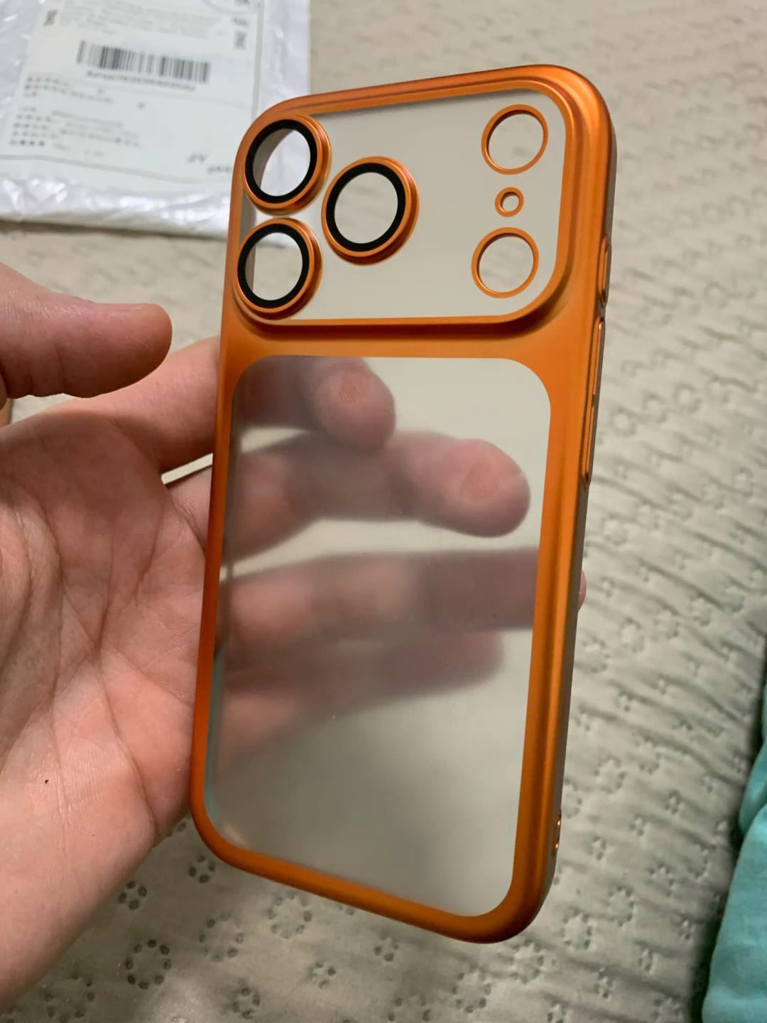 Customer photo review of LuxuryKase Hybrid Frosted Clear Case | Matte Hard Back Cover | Metallic Frame | Shockproof Slim Design | Anti-Fingerprint | In-Built Camera Lens Protection For iPhone