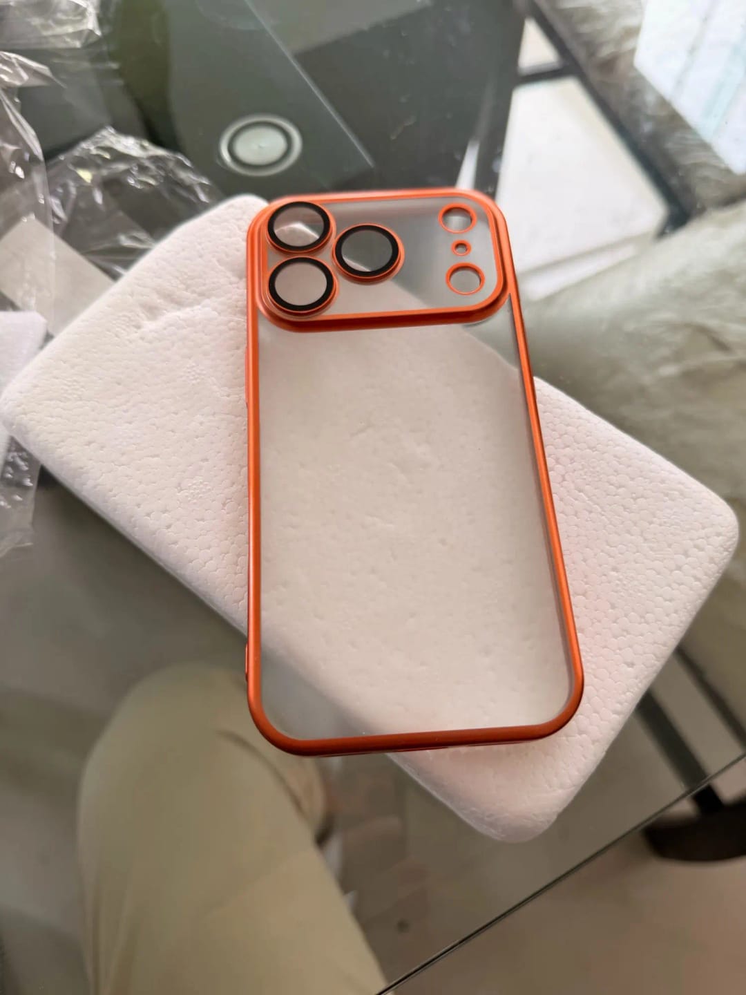 Customer photo review of LuxuryKase Hybrid Frosted Clear Case | Matte Hard Back Cover | Metallic Frame | Shockproof Slim Design | Anti-Fingerprint | In-Built Camera Lens Protection For iPhone