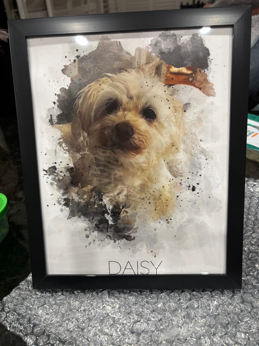 Customer photo review of Pet Watercolor Style Portrait