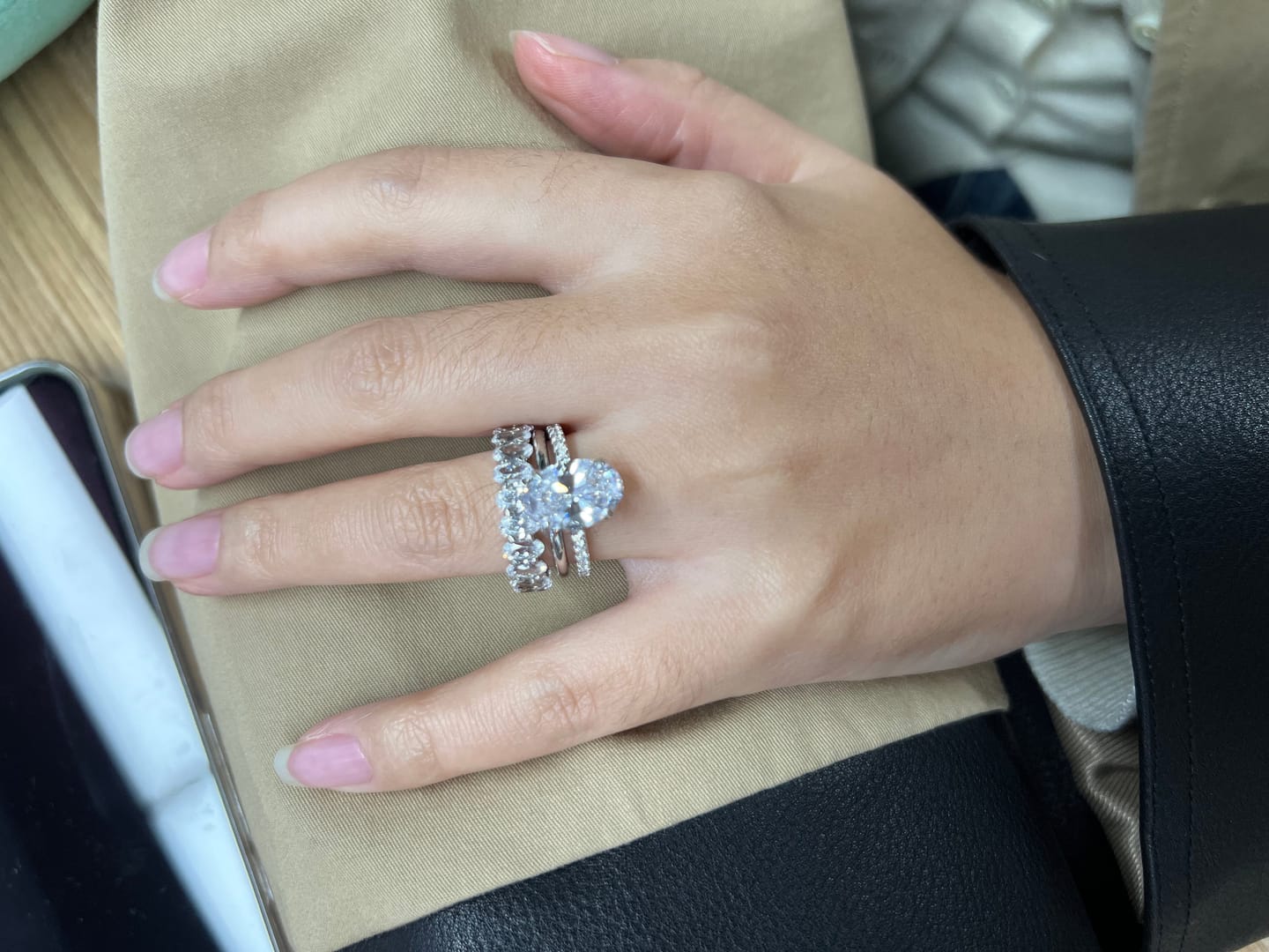 Customer photo review of S925 3PC 4.0Ct Oval Cut Wedding Ring Set Travel Ring For Her With Two Classic Wedding Bands