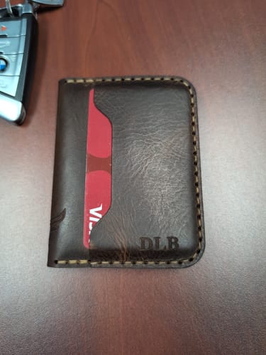 Customer photo review of The Georgetown Minimalist Wallet in Walnut Brown