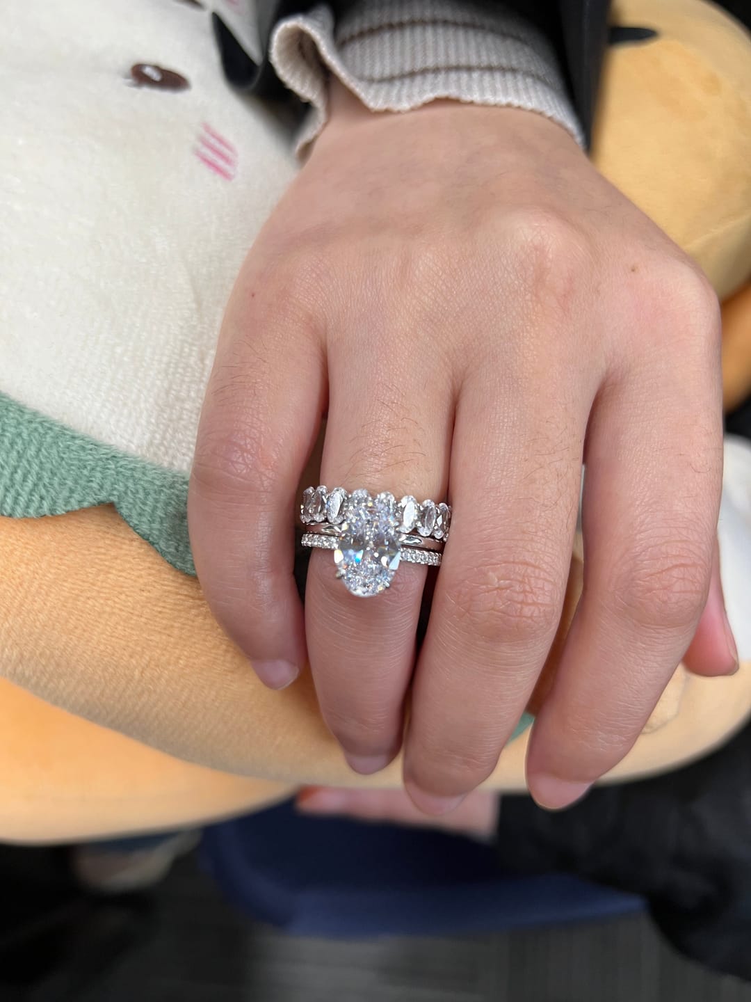 Customer photo review of S925 3PC 4.0Ct Oval Cut Wedding Ring Set Travel Ring For Her With Two Classic Wedding Bands