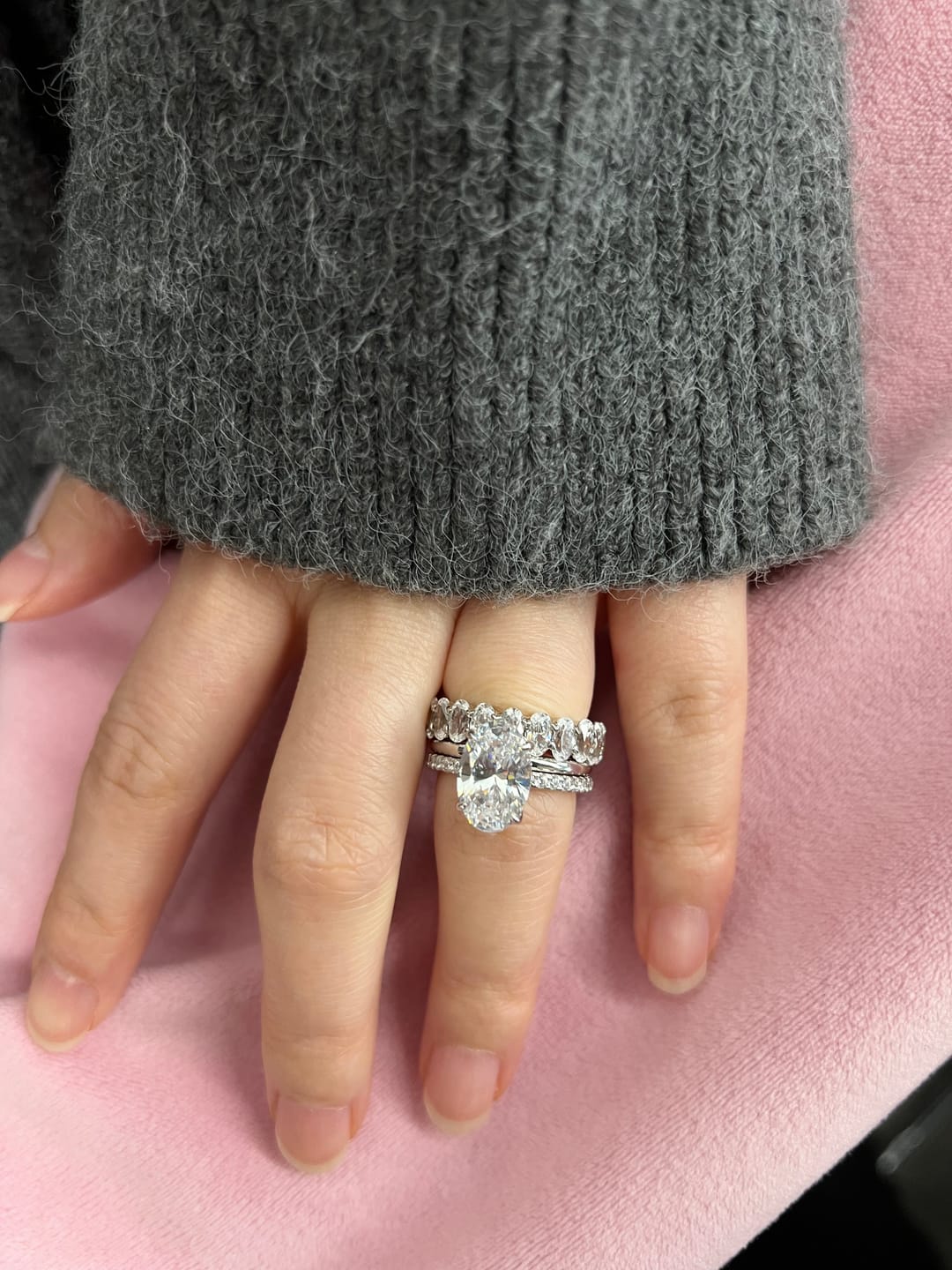 Customer photo review of S925 3PC 4.0Ct Oval Cut Wedding Ring Set Travel Ring For Her With Two Classic Wedding Bands