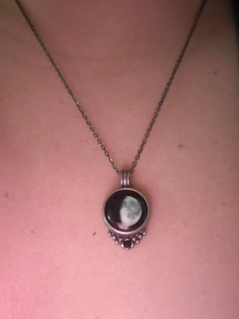 Customer photo review of Classic Pendant Necklace With Black Crystal