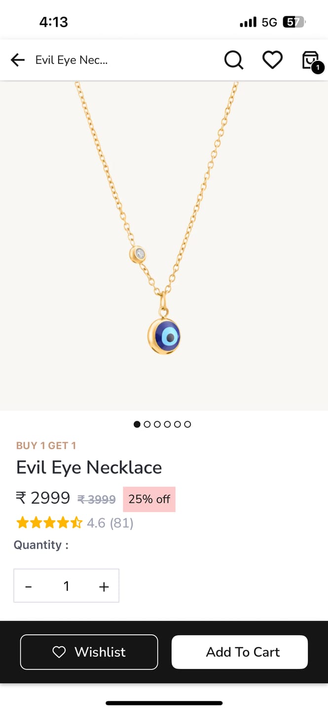 Customer photo review of Evil Eye Necklace