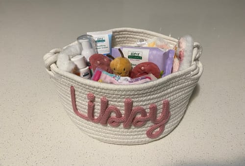 Customer photo review of Baby Knits™ Personalized Knitted Basket