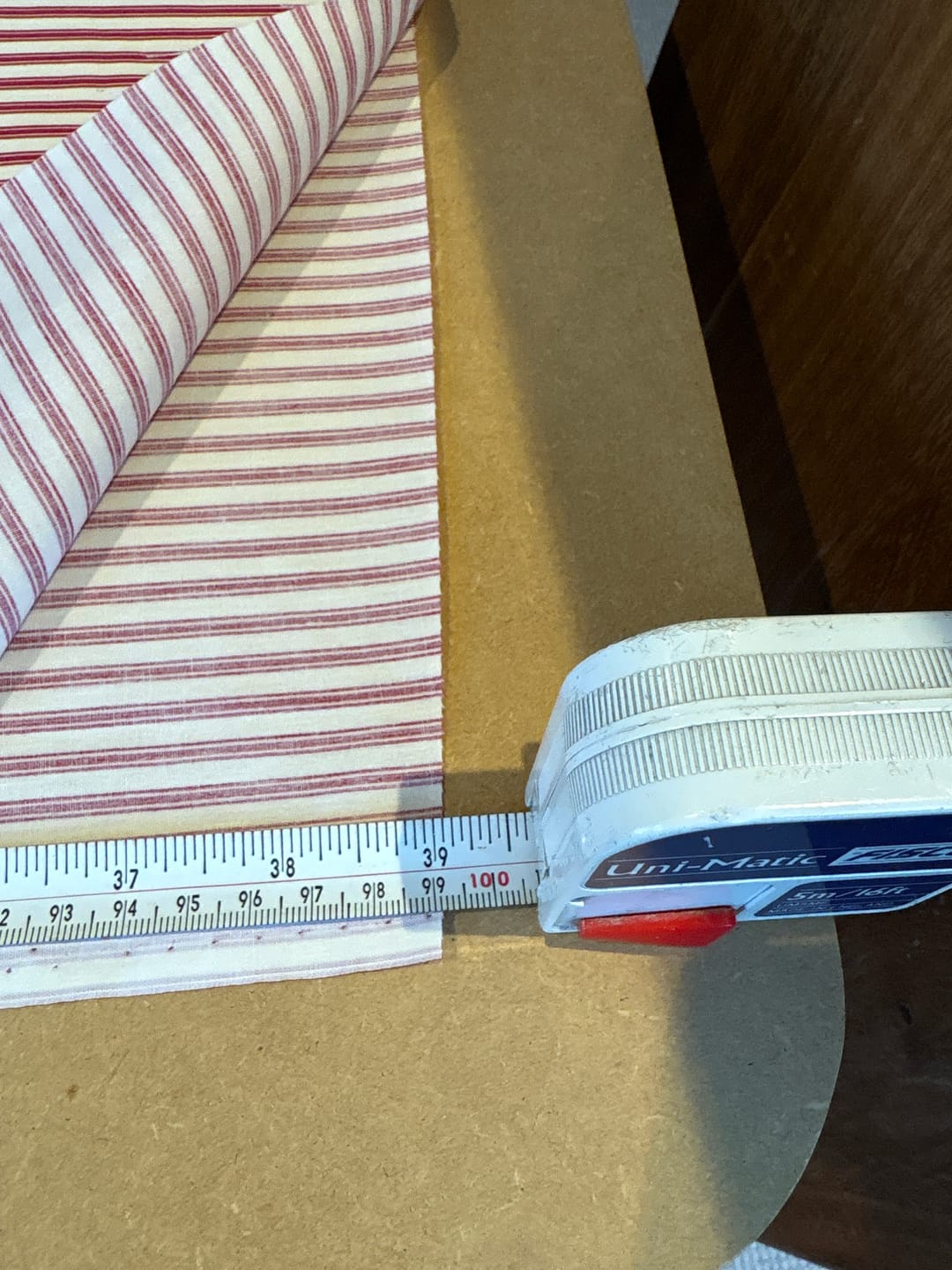Customer photo review of Ticking Stripes Rose & Hubble Cotton Poplin Fabric
