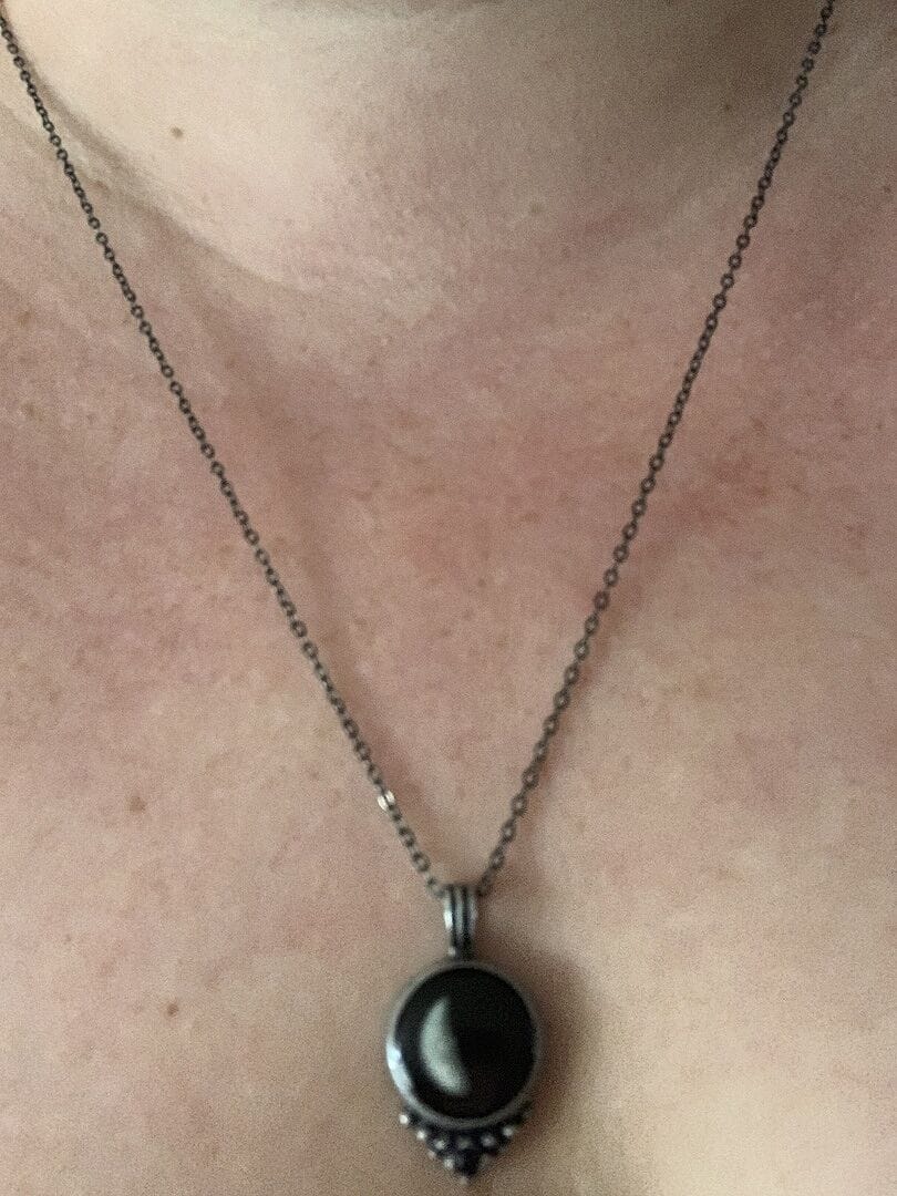 Customer photo review of Classic Pendant Necklace With Black Crystal