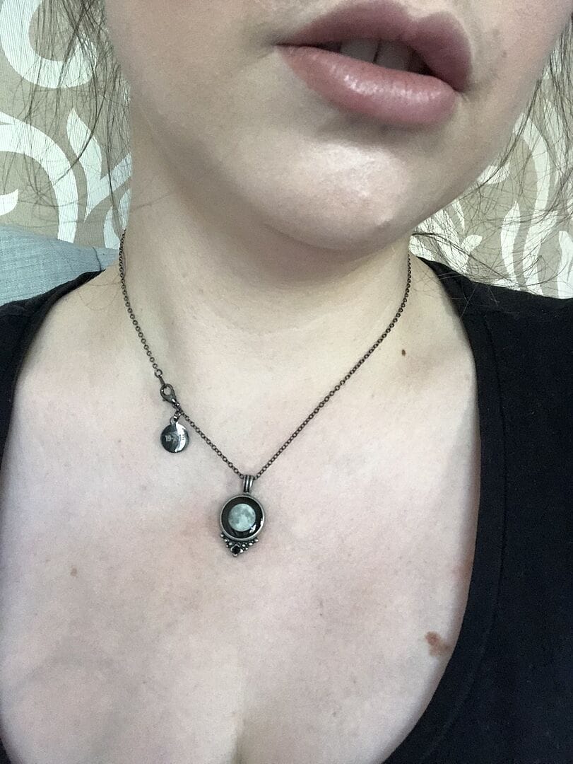 Customer photo review of Classic Pendant Necklace With Black Crystal