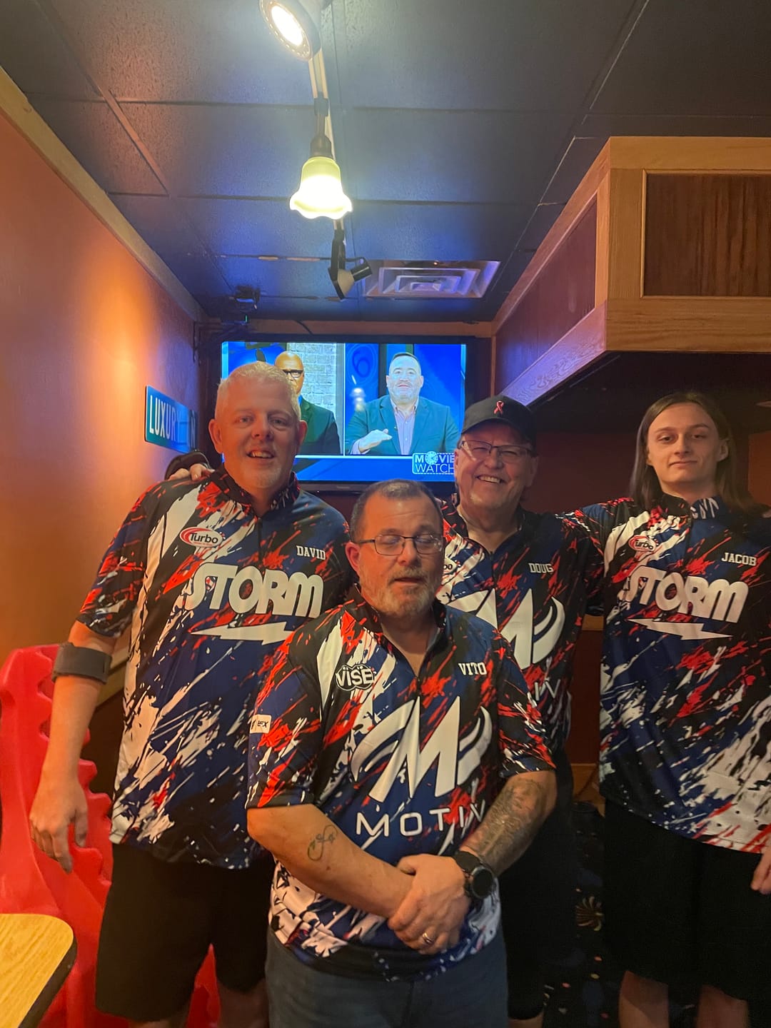 Customer photo review of ELEVATED - NAVY RED WHITE - BOWLING JERSEY