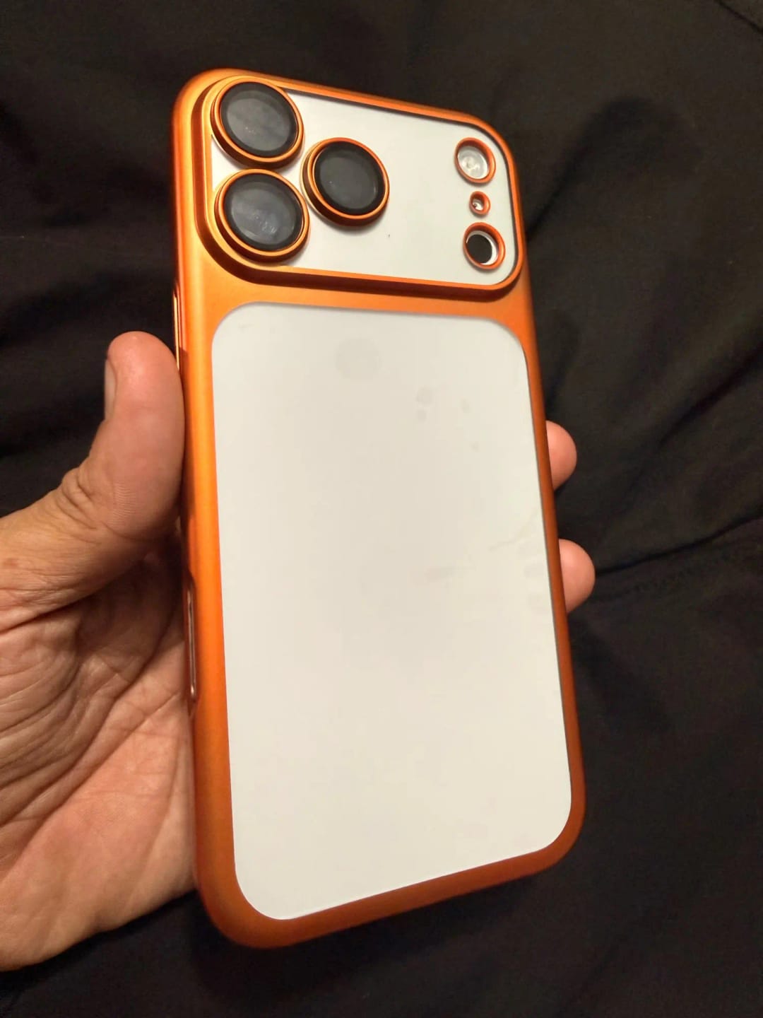 Customer photo review of LuxuryKase Hybrid Frosted Clear Case | Matte Hard Back Cover | Metallic Frame | Shockproof Slim Design | Anti-Fingerprint | In-Built Camera Lens Protection For iPhone