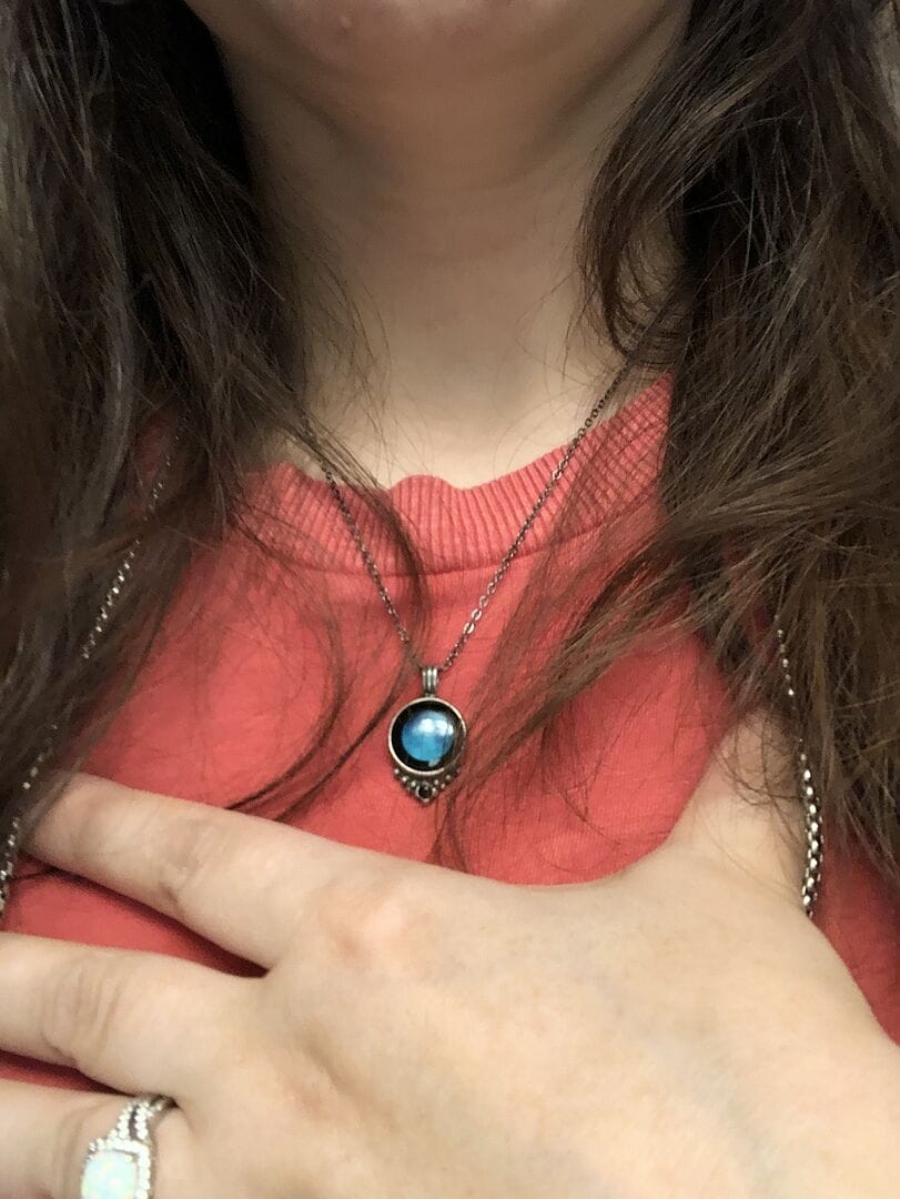 Customer photo review of Classic Pendant Necklace With Black Crystal