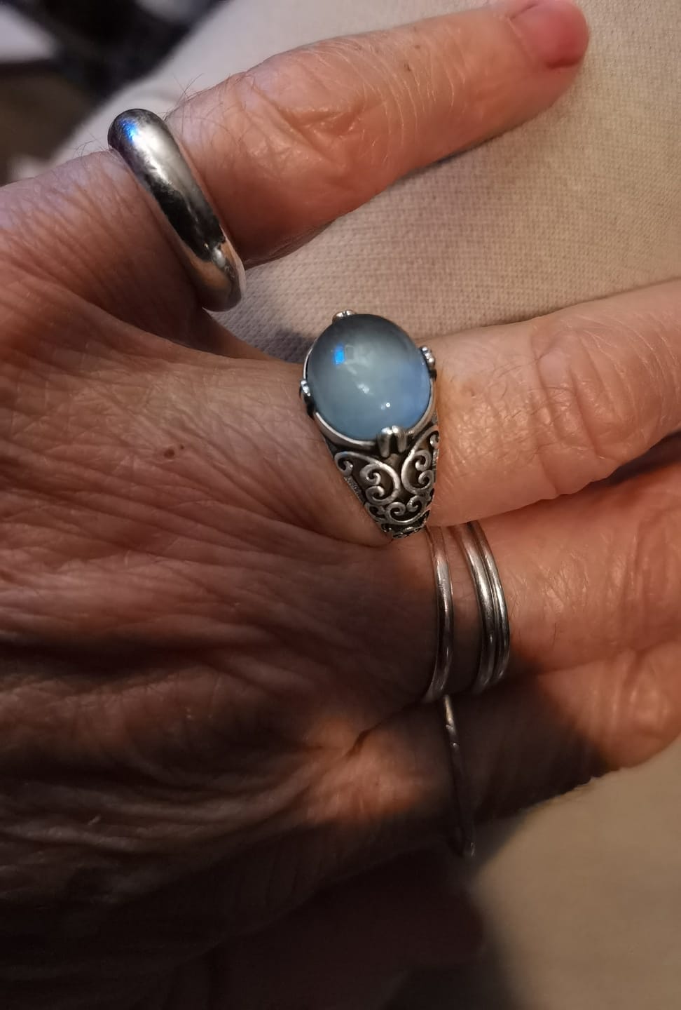 Customer photo review of Bague Ajustable "Voix de l’Âme" en Aigue-Marine