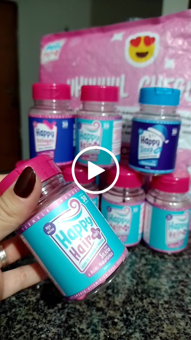 Customer video review of Happy Hair 3 Potes + 3 Potes Grátis + 1 Pote de Melatonina + 1 Pote de Colágeno (Total 8 Potes)
