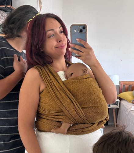 Customer photo review of Cinnamon Woven Wrap by Girasol