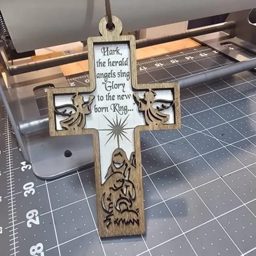 Customer photo review of Nativity tree cross ornaments bundle laser cut svg file