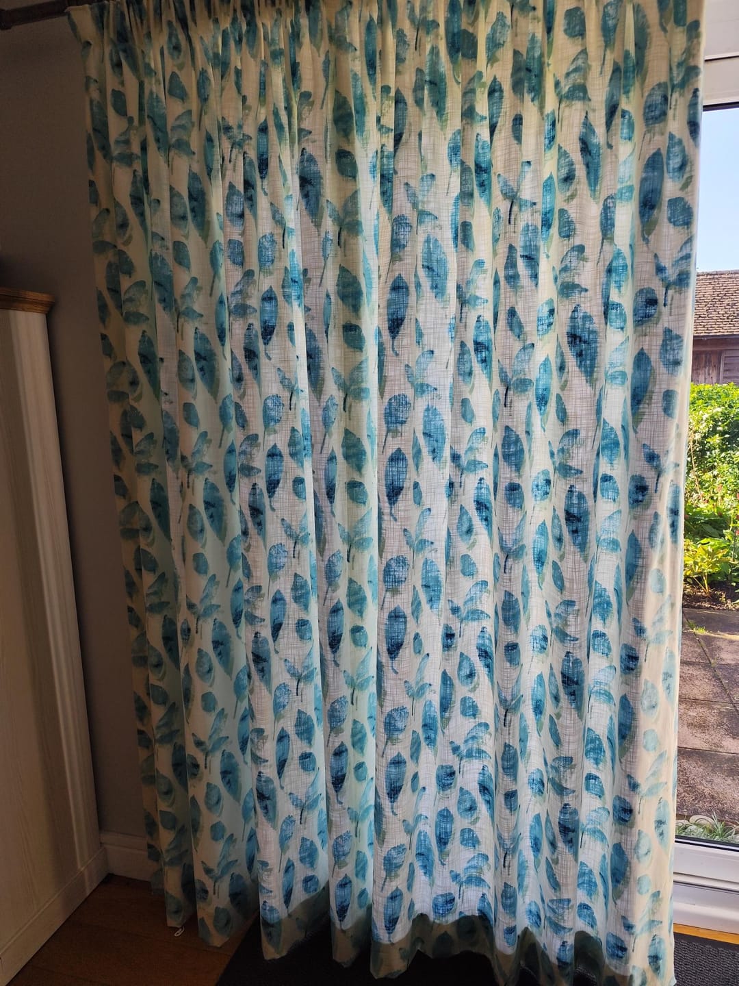 Customer photo review of Leaves Linen Look Cotton Upholstery Fabric