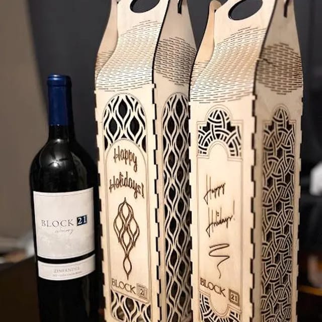 Customer photo review of Laser cut wine bottle gift box 6 bundle svg file
