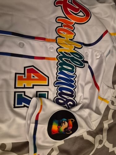 Customer photo review of Custom White LGBT Rainbow For Pride Month Classic Style Authentic Baseball Jersey