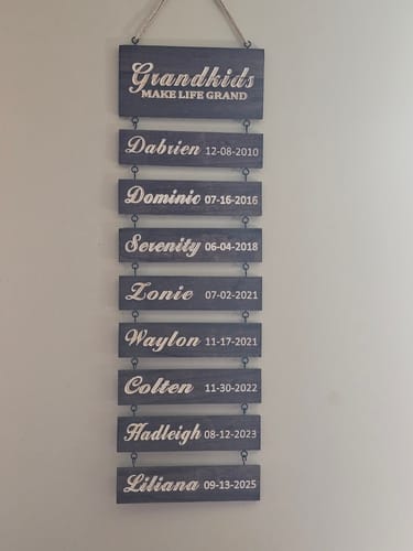 Customer photo review of Personalized Grandkids Hanging Sign | 2024 Version Engraved Design
