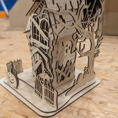 Customer photo review of Halloween house scene lamp laser cut svg file