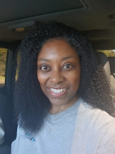 Customer photo review of CurlyMe 3 In 1 Half Wig Afro Kinky Curly Glueless Install Half Wig With Draw-string Beginner Friendly