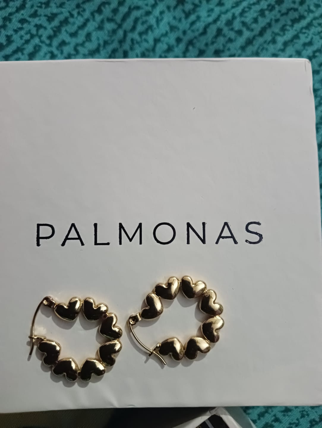 Customer photo review of Heart Link Hoop Earrings
