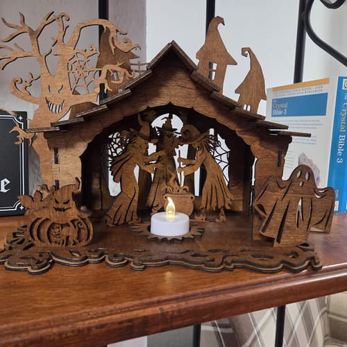 Customer photo review of Halloween scene candle holder laser cut svg file