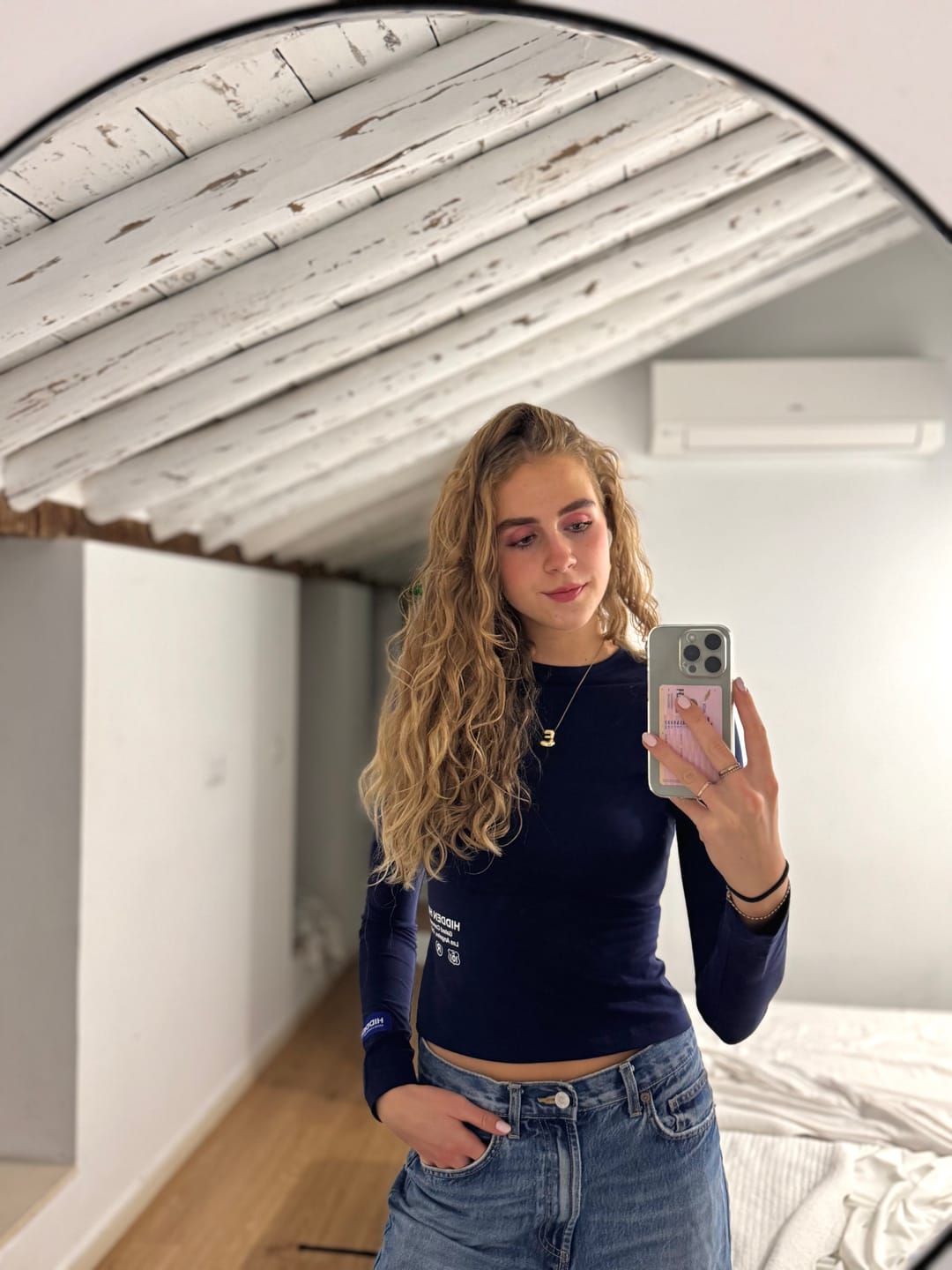 Customer photo review of LABEL LONGSLEEVE TOP NAVY