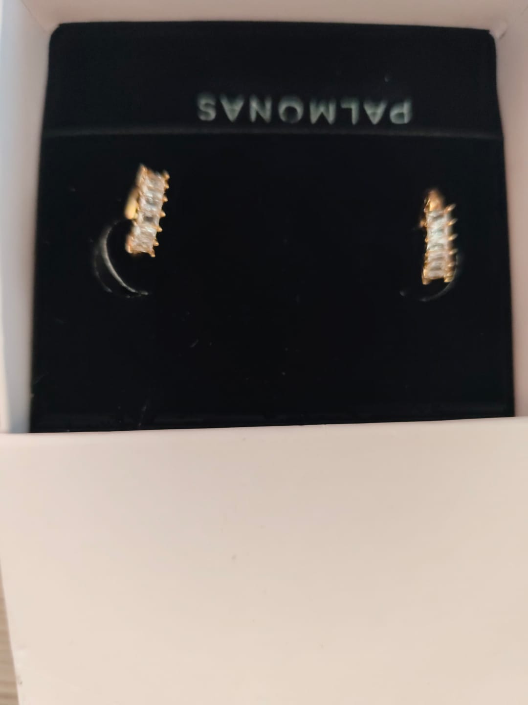 Customer photo review of Gold Stone Studded Hoop Earrings