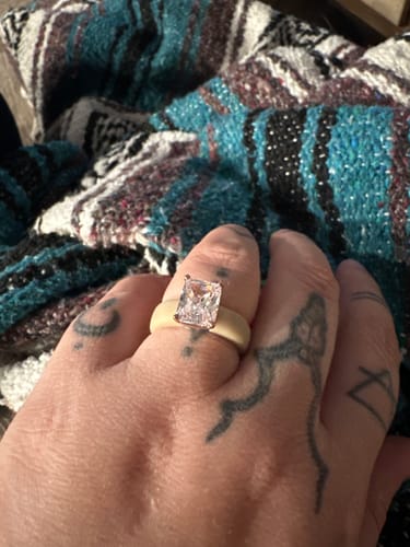 Customer photo review of Silicone Ring – 10×8 mm Emerald Cut CZ | Patent-Pending Design - GlowStone Collection