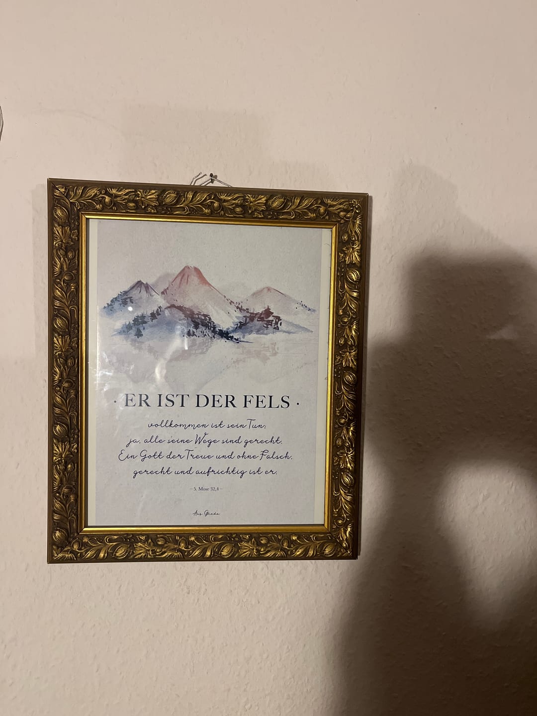 Customer photo review of Poster "Er ist der Fels" · A3 / A4 · Bibelvers Deutsch
