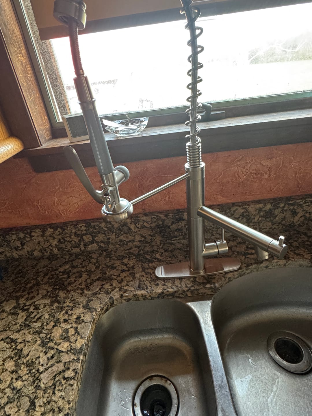 Customer photo review of Gothenburg - Pull Down Spray Dual Handle Swivel Spout Kitchen Faucet