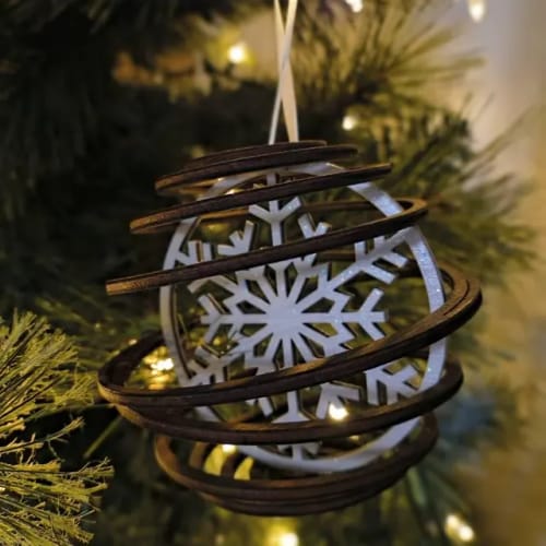 Customer photo review of Spiral Christmas snowflakes tree ball ornaments laser cut svg file