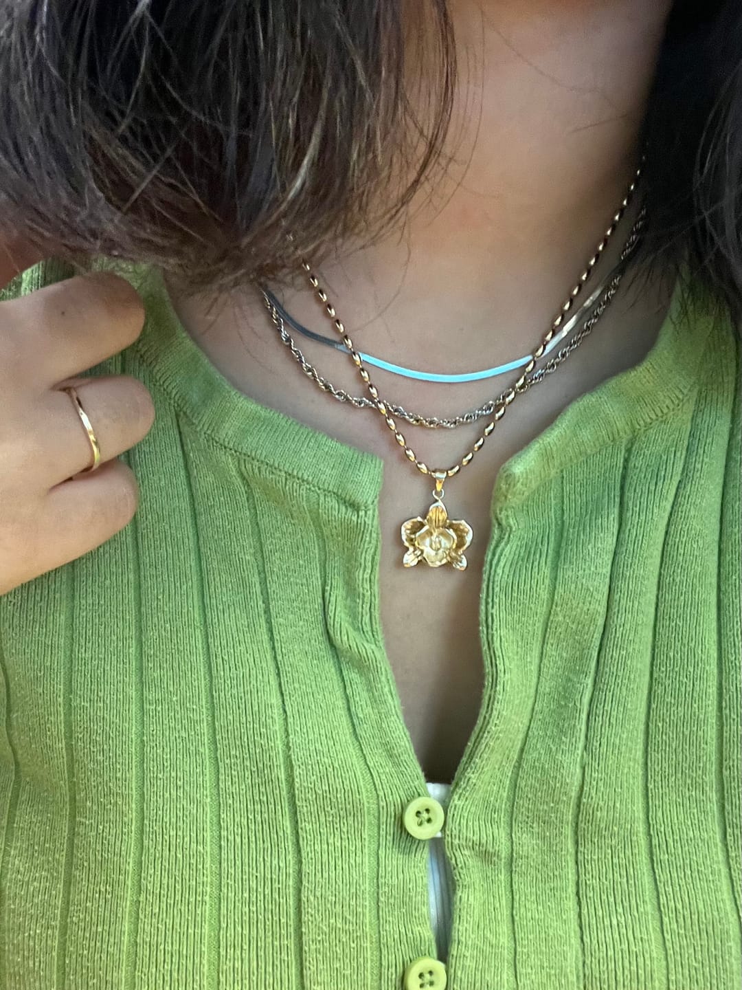 Customer photo review of Orchid Flower Necklace