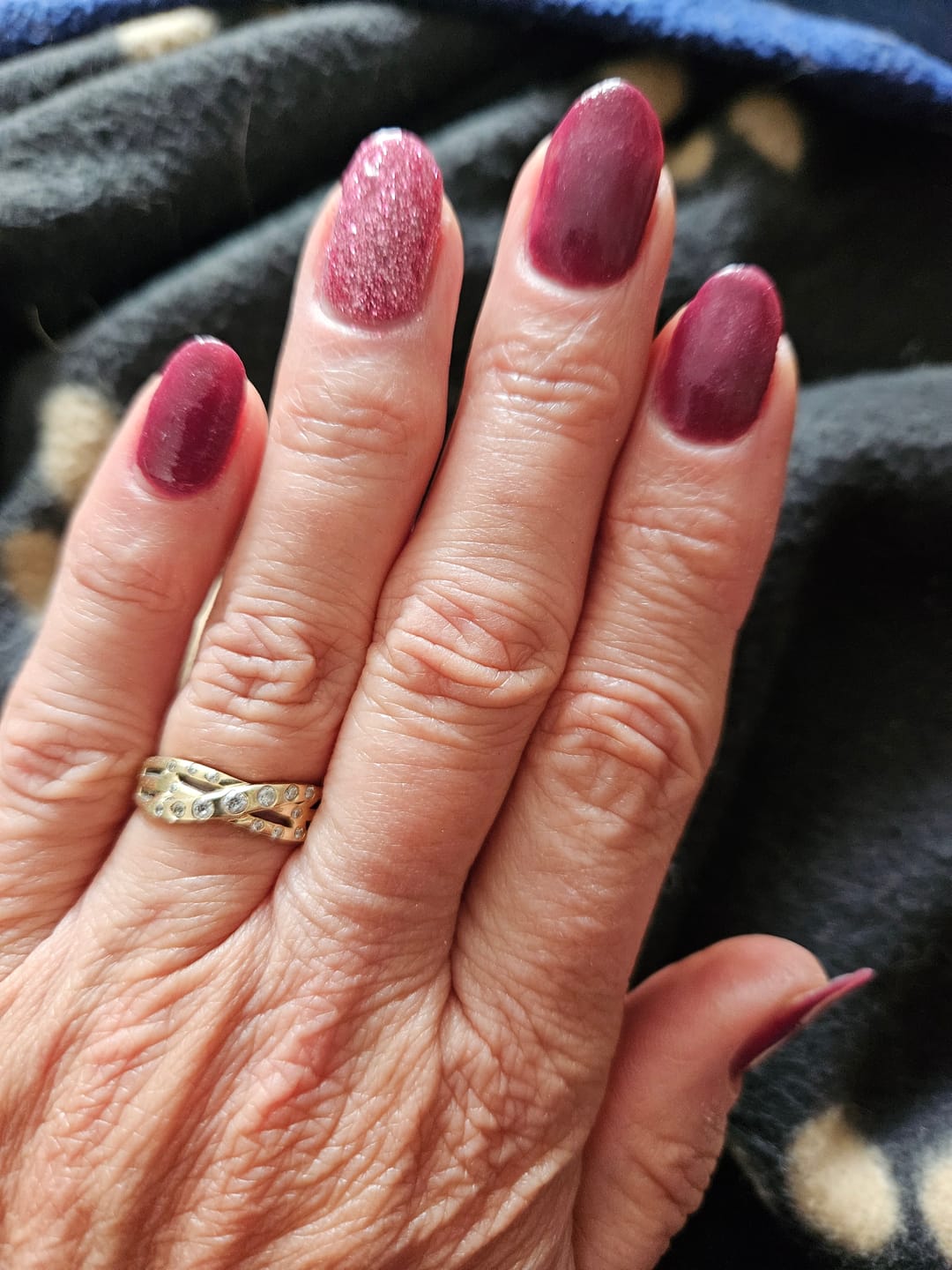 Customer photo review of Dark Reddish Purple Dipping Powder