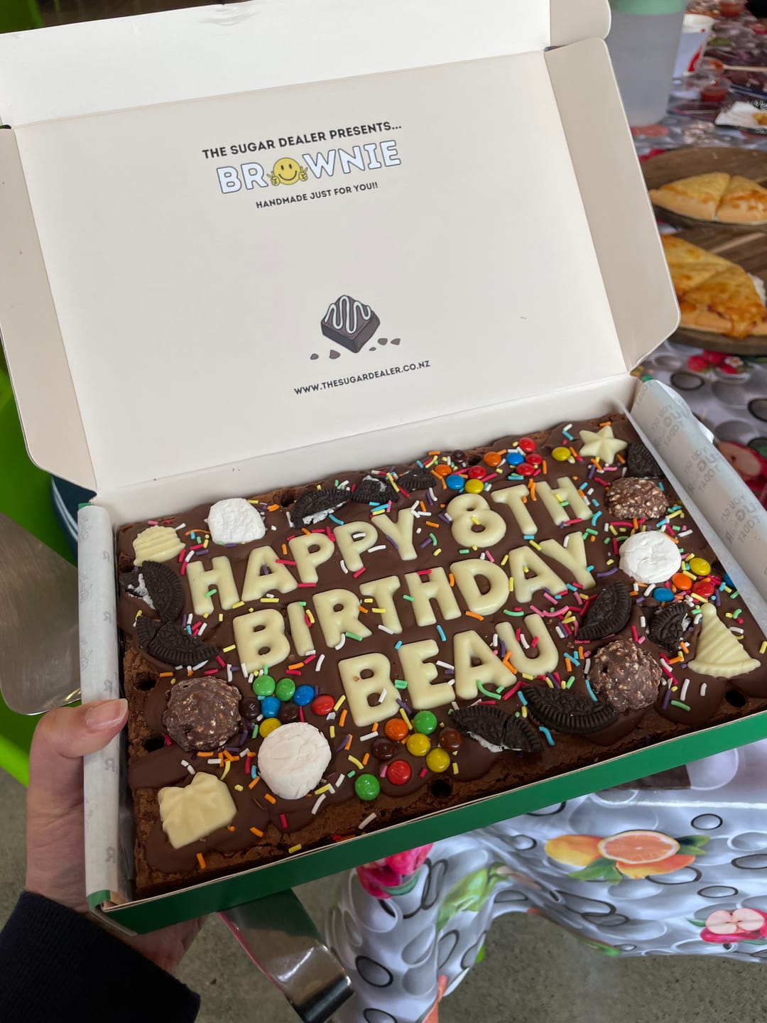 Customer photo review of Mega custom message birthday brownie