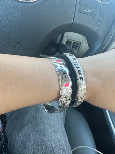 Customer photo review of 10mm Personalized Heirloom Bangle (Sterling Silver)